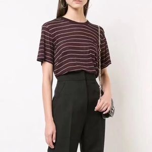 T by Alexander Wang Pocket Linen Tee - Burgundy